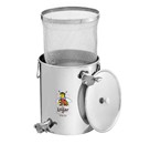 Cedilna posoda 30 kg s finim cedilom, 2 odtočni pipi