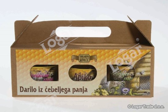 Medeni trojček v leseni nosilki - 2609