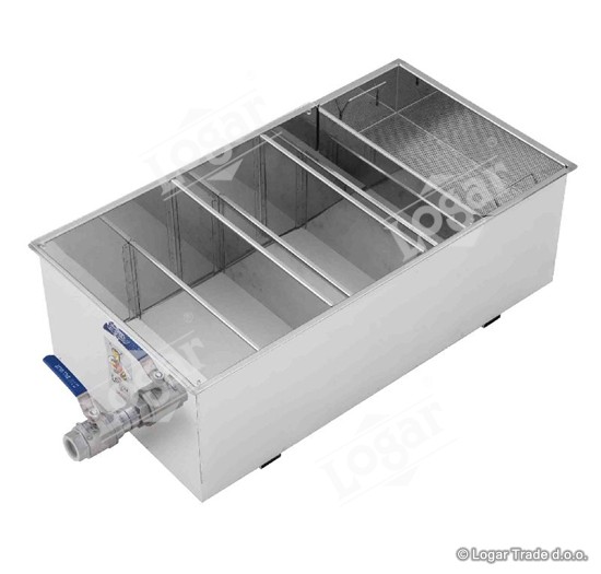 Korito čistilno s 6 prekati 102x55x35 cm, nerjaveče - 7230